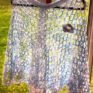 Crocheted items and 2 floor lamps